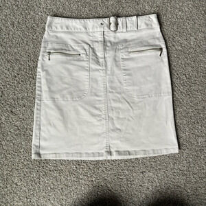 Ann Taylor Loft Stretch Mini Skirt Belt Zipper Pockets Sz 0